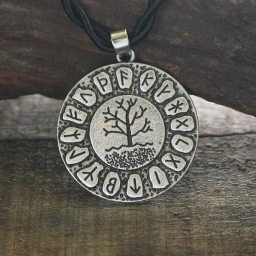 Lanseis 10pcs Yggdrasil Rune Necklace Viking Futhark Runes Tree Of Life Pendant Dragon Soul norse letter symbol World Tree charm