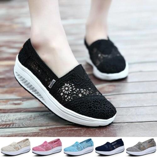 Summer Platform Women Sneakers Womens Running Shoes Sports for Women Sneakers Sport Black Lace Fitness Slimming Swing GME-2076