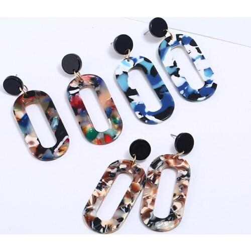 Hot Selling New Fashion Temperament Simple Acetate Plate Geometric Acrylic Drop Earrings for Women