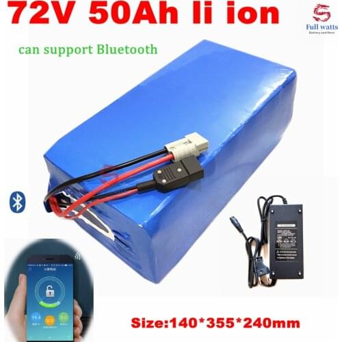 72v 50Ah lithium ion with Bluetooth APP BMS for 5000W 10KW bicycle scooter bike Motorcycle Forklift Crane truck +10A charger