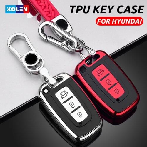 Soft TPU Car Remote Key Case Cover Holder For Hyundai Solaris HB20 Veloster SR IX35 Accent Elantra i30 For KIA Rio K2K3 Sportage