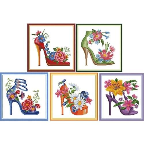 Joy Sunday cross stitch kits woman Fashion high heels embroidery needlework sets DMC cross stitch set Embroidery kits Home decor