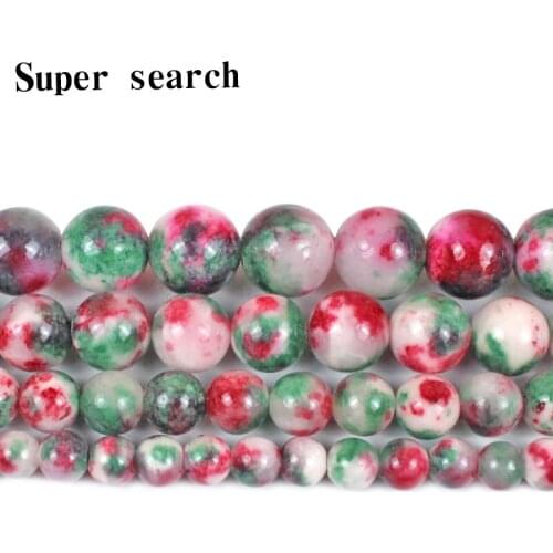 Natural Stone6 8 10 MM Pick Size For Peach Dark Green-white red Chalcedony Loose Beads Jewelry Making Womens bracelet necklace