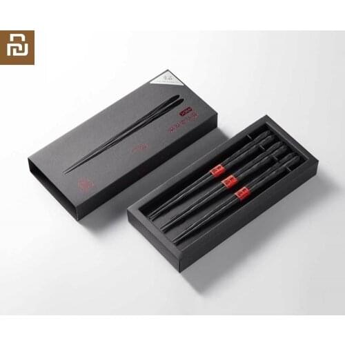 Youpin New Handmade Natural Chestnut Wood Chopsticks Solid and durable Unpainted Chop sticks Kitchen Non-Slip Sushi Food sticks