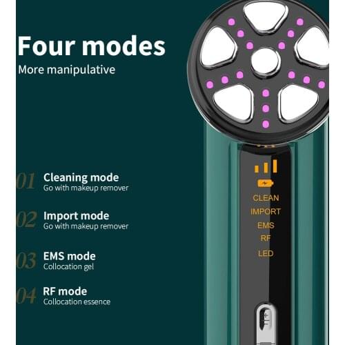 New EMS Facial Massager LED Light Therapy Wrinkle Removal Skin Tightening Hot Cool Treatment Skin Rejuvenation RF Beauty Device