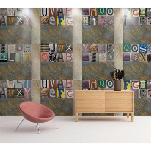 Beibehang Wallpaper custom large high-end Nordic modern marble letter letters parquet personality TV background wall paper