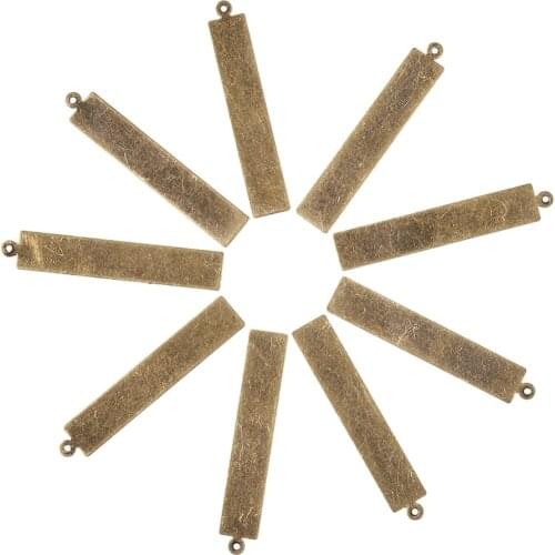 Pandahall 10pc Metal Tags Brass Blank Stamping Tag Pendants Rectangle Antique Bronze For Jewelry Finding Making Bracelet