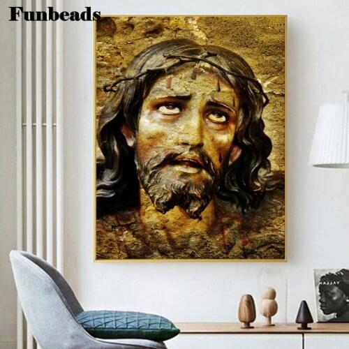 Needlework Diamond Painting Jesus Suffer Diamond Embroidery All Drill Rhinestone Picture by numbers religion icon decorat FF644
