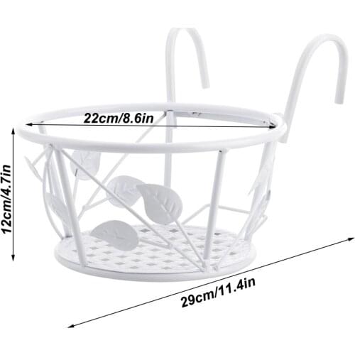 Plant Stand Hanging Railing Indoor 22*22*11cm Outdoor Leaf Style Black Flower Bed