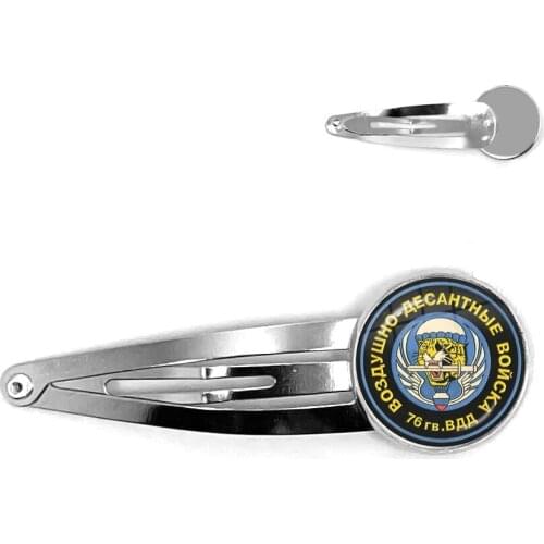 Russian 76 Airborne Division VDV Fine Line Silver-plated Hairpins 20mm Glass Cabochon Hair Jewelry For Women GIrls Gift 2021
