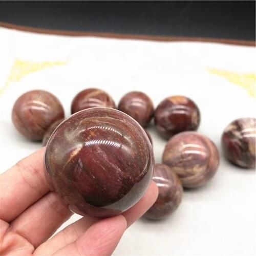 45-50mm Natural Petrified wood fossil sphere crystal Quartz Globe Ball Rock stones Minerals Reiki Healing Home decor