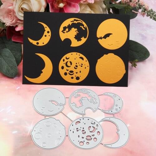 Six Halloween Moons Metal Cutting Dies For DIY Scrapbooking Cards Decorative Craft Embossing