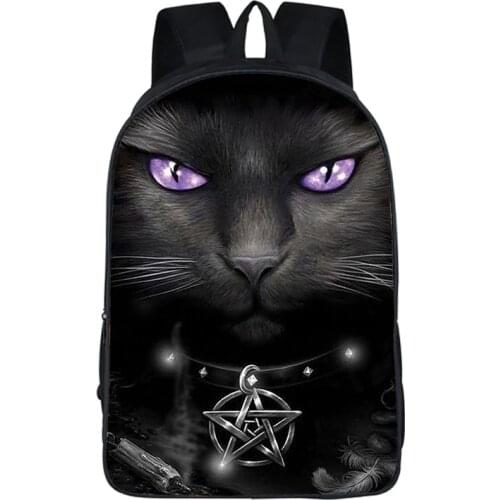 16inch Punk Gothic Cat Head School Bags Student Bagpack Girls Boys Backpack Teenager Backpacks Mochilas Escolares sac a dos