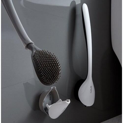 Creative Toilet Cleaning Brush Nordic Style Simple Design Nail Free Wall Mount Bathroom Cleaning Tools