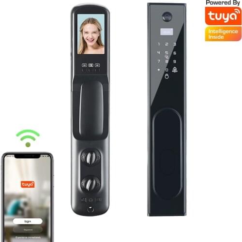 Eseye Tuya Smart Door Lock with Camera Biometric Fingerprint Lock Security Password Electronic Lock Key IC Card Electronic Lock