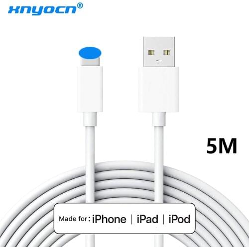 Xnyocn New 5M USB Cable 8 Pin USB Charging Data Cable Adapter For iPhone x 8 8plus 6 6s 6plus 7 7s 7plus 5 for iPad mini iPod