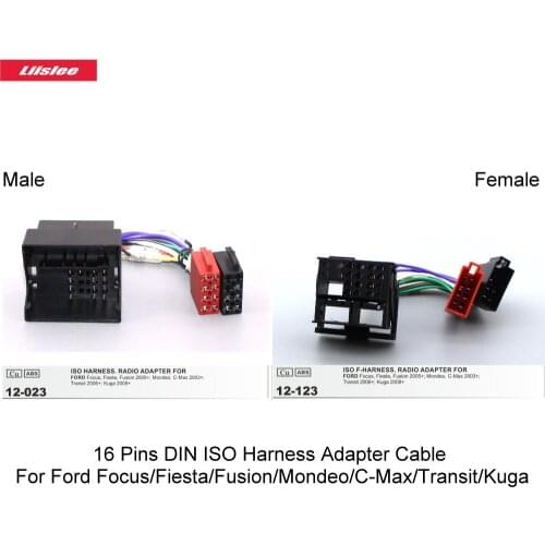 16 Pins DIN ISO Harness Adapter Cable For Ford Focus/Fiesta/Fusion/Mondeo/C-Max/Transit/Kuga