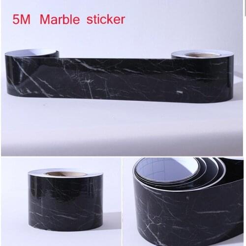 5M Marble Retro Tiles Wall Stickers for Bathroom Self-Adhesive Wall Stickers Living Room Corner Vinyl Borders Kitchen Sticker