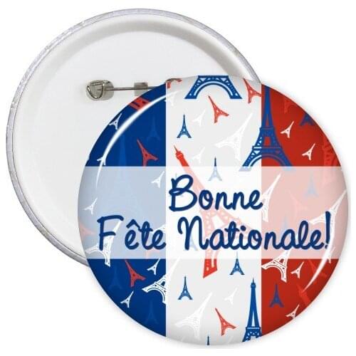 5pcs CelebrationTower France Landmark National Flag Architecture Custom Landscape Illustration Pattern Round Pin Badge Button