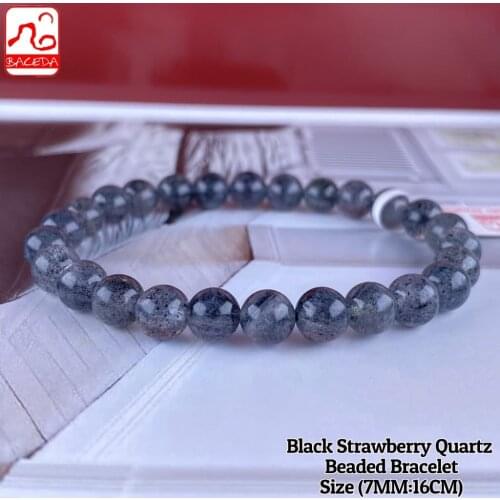 Baceda Natural Crystals of Black Strawberry Quartz Bracelet is a powerful protective stone and comfort the energy of the body