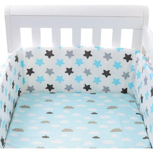Print Baby Bed Bumper Double-faced Detachable Newborn Crib Around Cot Protector Kids Room Decor