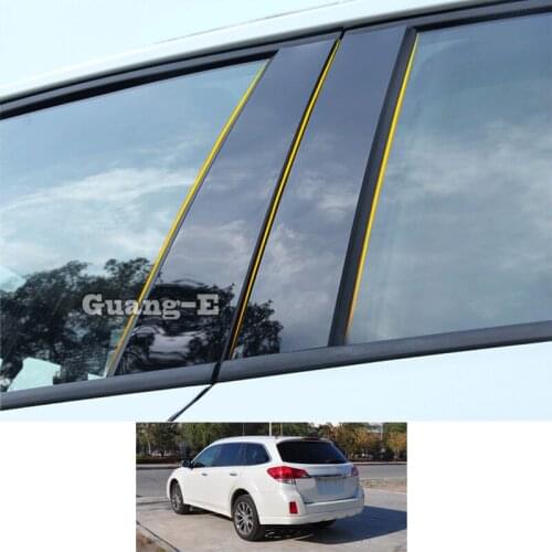 For Subaru Outback 2010-2014 Car PC Material Pillar Post Cover Door Trim Window Piano Black Molding Sticker Plate