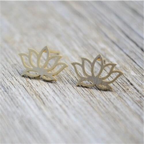 Elegant Temperament Female Tiny Hollow Lotus shape Earring Simple Cute Metal Lotus Flower Earring Flower Earrings