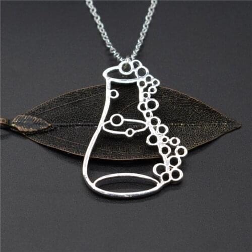 Elfin New Trendy Erlenmeyer Flask Necklaces Potion Bottle Chemistry Laboratory Graduation Gift Conical Flask Pendant Necklaces