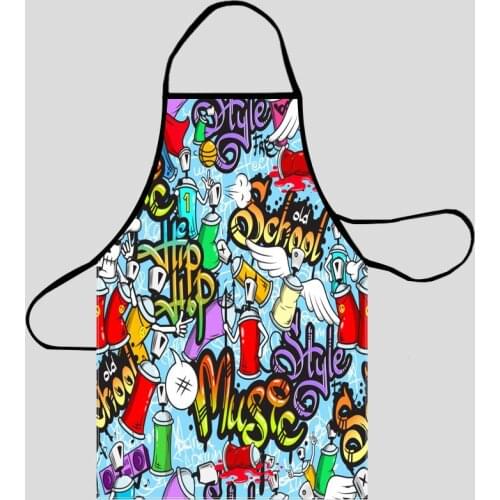 Graffiti Aprons For Women Oxford Fabric Cleaning Pinafore Home Cooking Accessories Apron