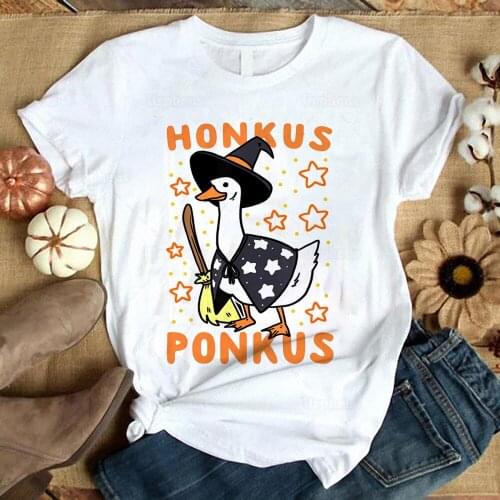 Witches Goose Game Halloween Hokus Pokus T Shirt Novelty Witches Duck Funny Gift Shirt Cotton Material