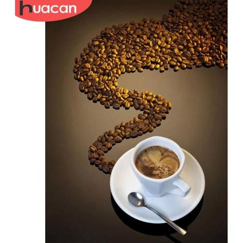 HUACAN Full Square/Round Diamond Painting Coffee Mosaic Landscape DIY 5D Diamond Embroidery Rhinestones Pictures Wall Art Kits