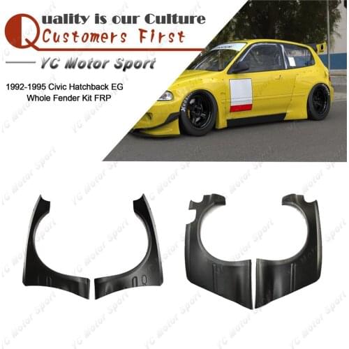 FRP Fiber Glass PDM Style Fender Kit Fit For 1992-1995 Civic Hatchback EG +40mm Front Fender & +50mm Rear Fender Flare