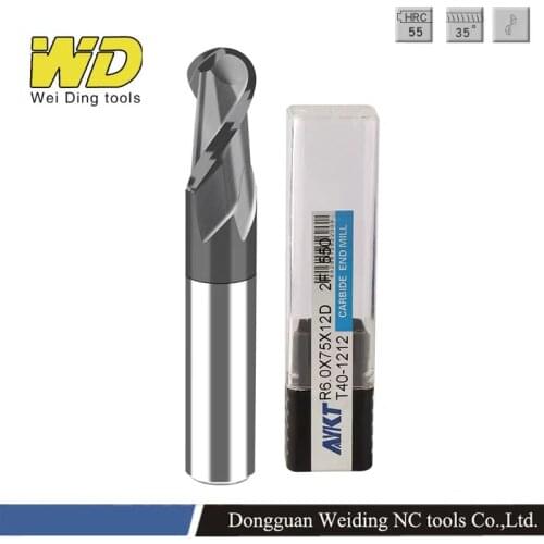 2 Flutes Ball Nose Cutting tools Tungsten carbide End Mill CNC Router Bit Milling Tool R0.5 R1 R2 R3 R4 R5 R6