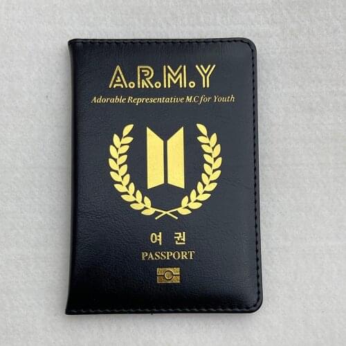 Korea Bangtan Boys Passport Holder Case For Passport Black Soft Pu Leather Covers On Passport KPOP travel Accessories