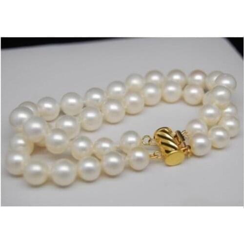 BEAUTIFUL NATURAL 8-9mm AAA+ white south sea pearl bracelets 7.5-8"