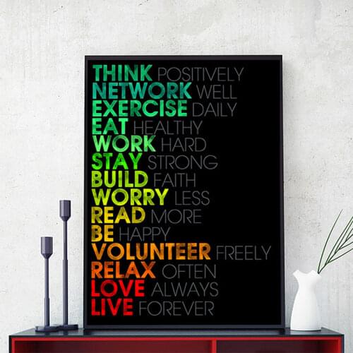 Colorful Motivational Quote Canvas Painting Black And White Text Poster Inspirational Wall Art Pictures Modern Home Decor Mural