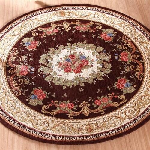 Round Jacquard Carpet Water Absorption Floor Rug Solid Comfortable Mat For Bedroom Parlor Living Room