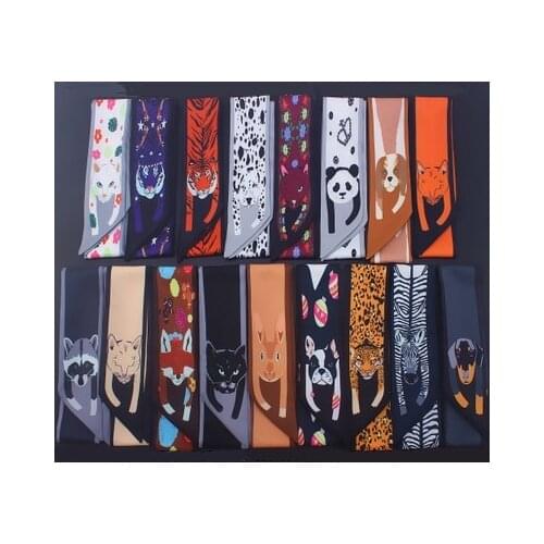 95*5cm New Animal Series Small Ribbon Tie Bag Handle Silk Scarf Hair Band Neckerchief