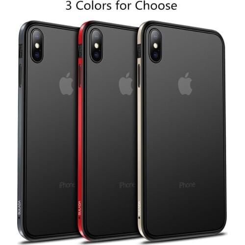 Matte Case For iPhone X XR XS Max 7 8 Plus 6 6S Plus SE2 Sand Back Cover Metal+Silicone Frame Anti Finger Print Shockproof Shell