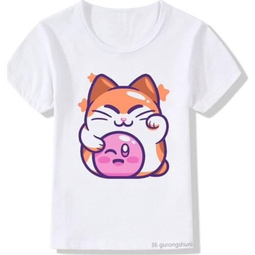 Kawaii Kids T-shirt Funny Lucky Rabbit Cartoon Pattern T Shirt Summer Kids Tops Boys Girls Short Sleeve Fashion Casual Shirts