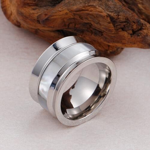 Dicotico Fashion Jewelry Bague Stainless Steel Gold & Color Rings For Women Round Smooth Shell Groove Wedding Rings Party Gifts