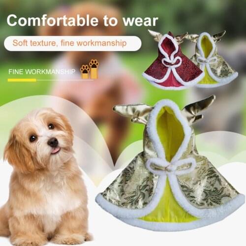 Pet Cloak Dragon Antlers Decor Pet Cosplay Chinese Style Dogs Cats Hooded Cape Costume for Festival Mascotas Dog accessories