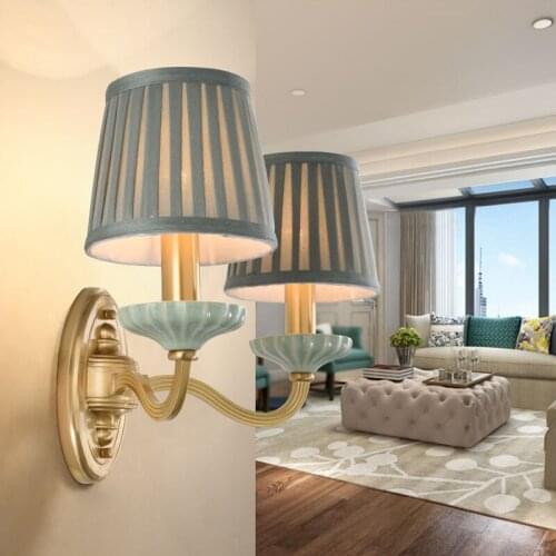 Neo-classical Copper Wall Lamp Living Room Background Wall Lamps Bedroom Bedside led Wall Light Bathroom Light Fixtures For Home