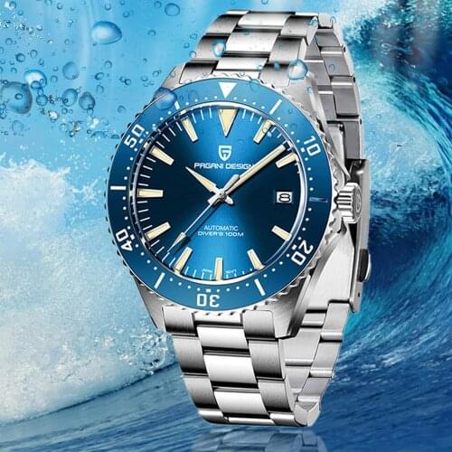 PAGANI DESIGN Top Brand New Men Mechanical Wristwatch Sapphire Glass Automatic Watch Stainless Steel Watch for Men reloj hombre