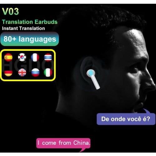 Translation Earphones with 80 languae TWS Bluetooth 5.0 Wireless headphone instant voice Sports Headset With Charging box