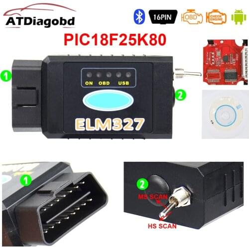 PIC1825K80 ELM327 USB V1.5 For Ford FTDI chip with switch HS/MS OBD 2 CAN For Forscan car diagnostic Tool & elm 327 usb Version