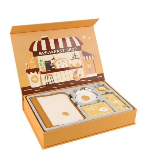 Kawaii Breakfast Theme Japanese Fashion Kawaii A6 Journal Gift Set 2022 Undated Monthly Daily Planner 128 Sheets Stationery