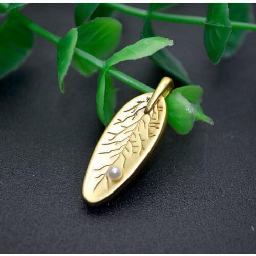 Hgih Quality Matt Solid Leaves Pendant Gold Silver Plating Leaf With Shell Setting Fashion Jewelry Making Charms 20pcs/lot