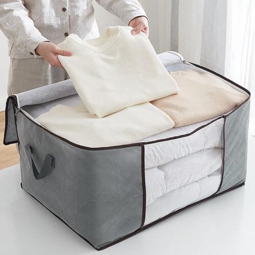 Portable Quilt Storage Bag Clothes Store Box Travel Non-woven Folding Closet Organizer ForPillow Blanket Move Home Accessories