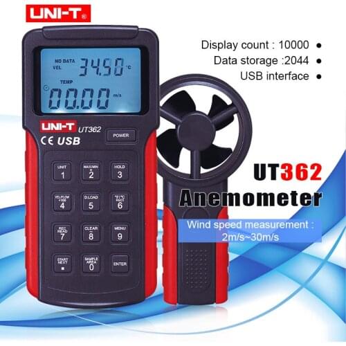 UNI-T UT361 UT362 Split Type Anemometer Profession Digital Wind Speed Meter Tachometer Anemoscope 2-30m/s with Data storage